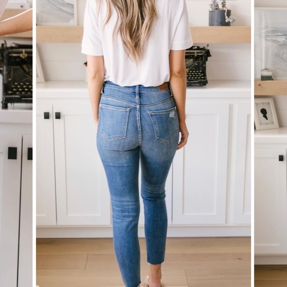 Judy Blue High Rise ButtonUp Straight Ripped Jeans - Picture 4 of 13